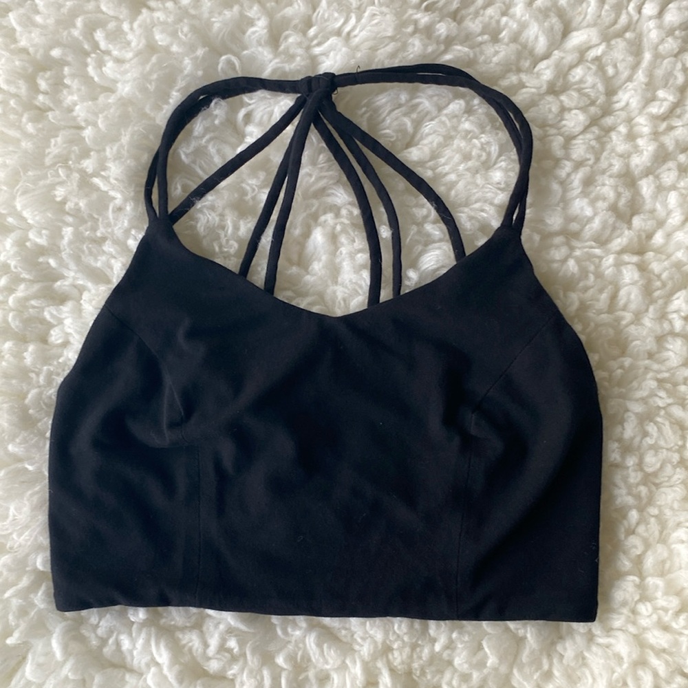Henrigirl Black Crop Halter With Spaghetti Straps